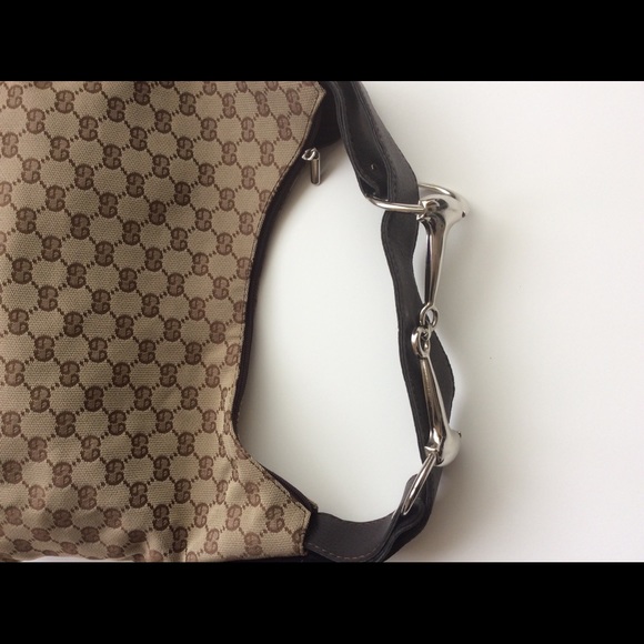 Shoulder bag Monogramed GG tan bag brown trim slouchy bag medium size tan bag - Picture 6 of 11